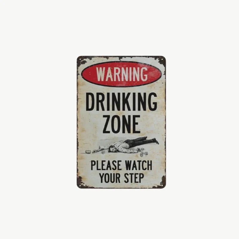 Funny Warning Drinking Zone Vintage Bar Metal Sign π»π§