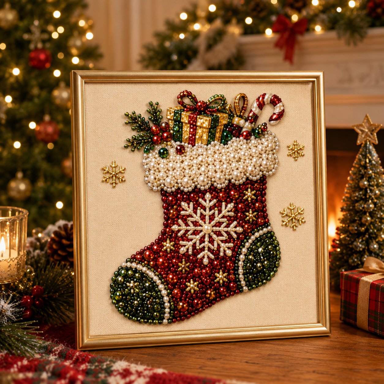 π¨πDIY Christmas Pearl Diamond Painting Art Kit With Frame