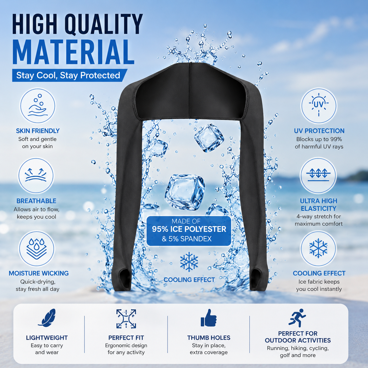 ❄️Finger-hole UV-protective cooling sleeves