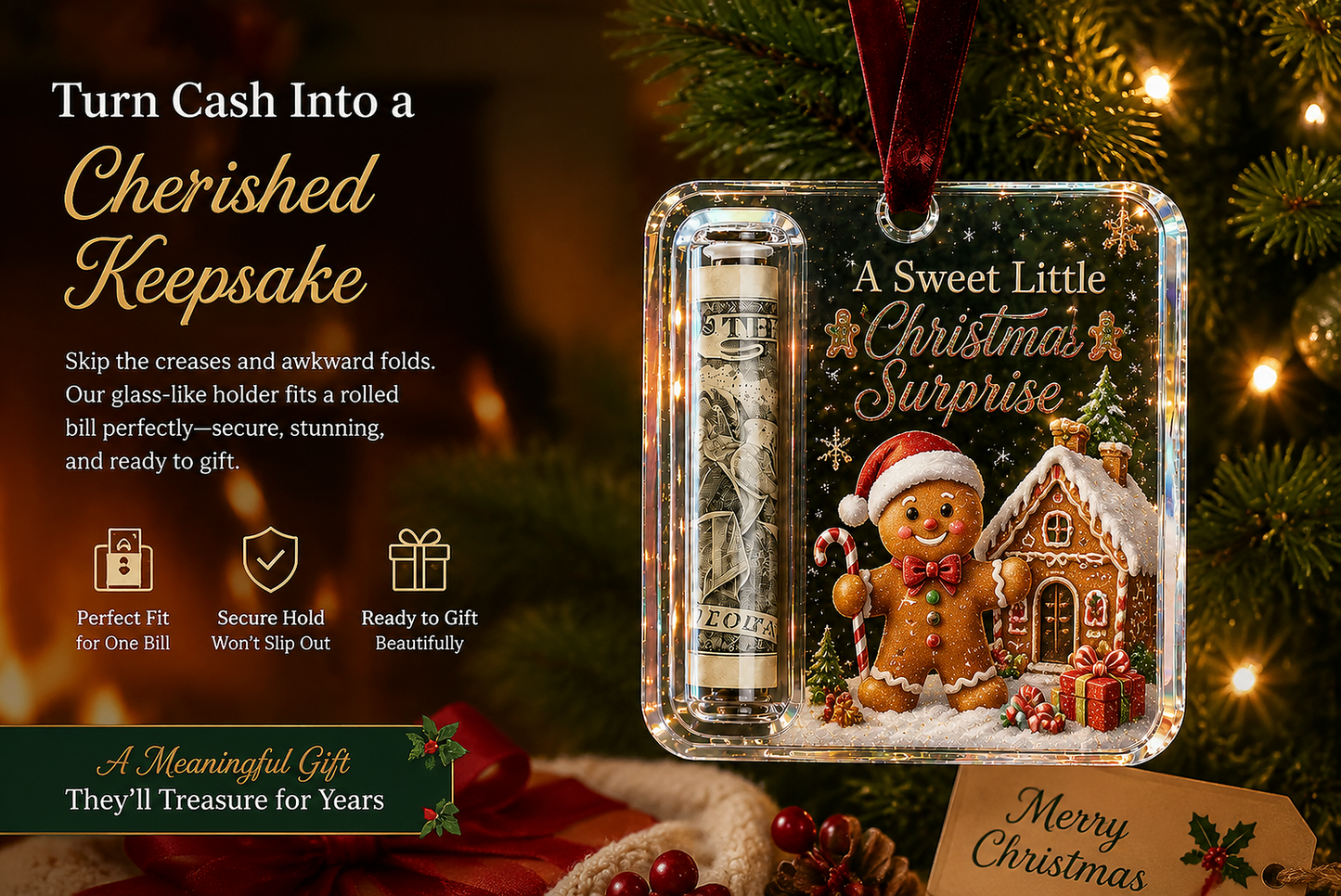 🎄 Christmas Cash Gift Ornament – Turn Cash Into A Christmas Surprise