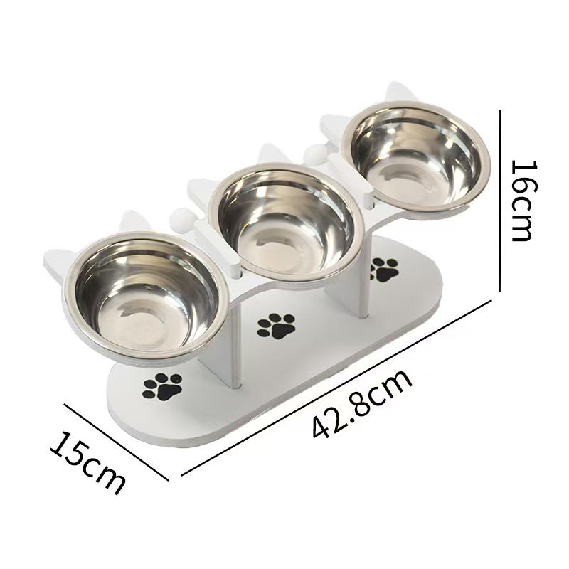 Anti-Slip Elevated 3-Bowl Pet Feeder