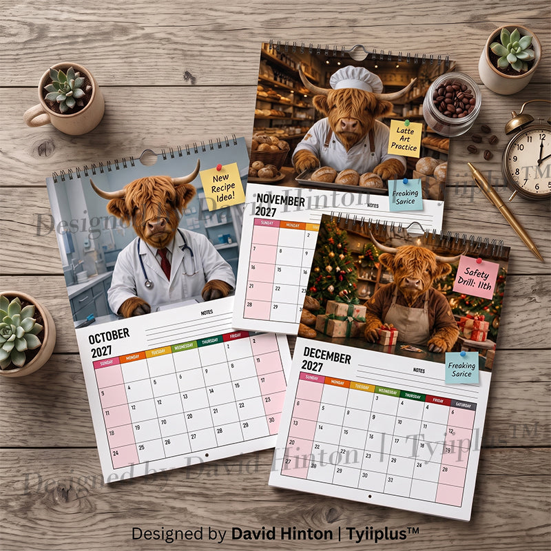 ๐ฎ Highland Cows Working 2027 Calendar
