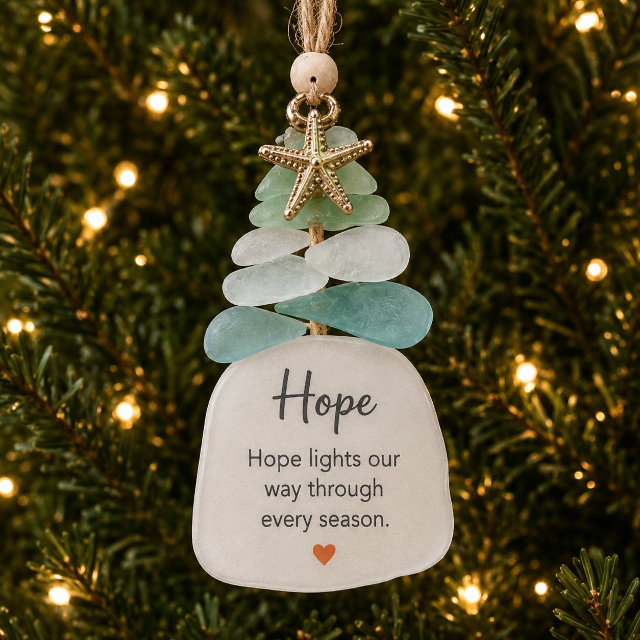 🌊Ocean Blessings™ Sea Glass Christmas Ornaments – Peace, Love, Joy, Faith, Family, Friends & Hope