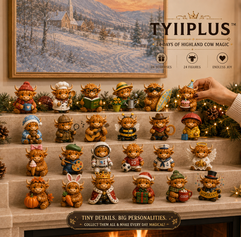 TYIIPLUS™ 24 Days of Highland Cow Magic Advent Calendar