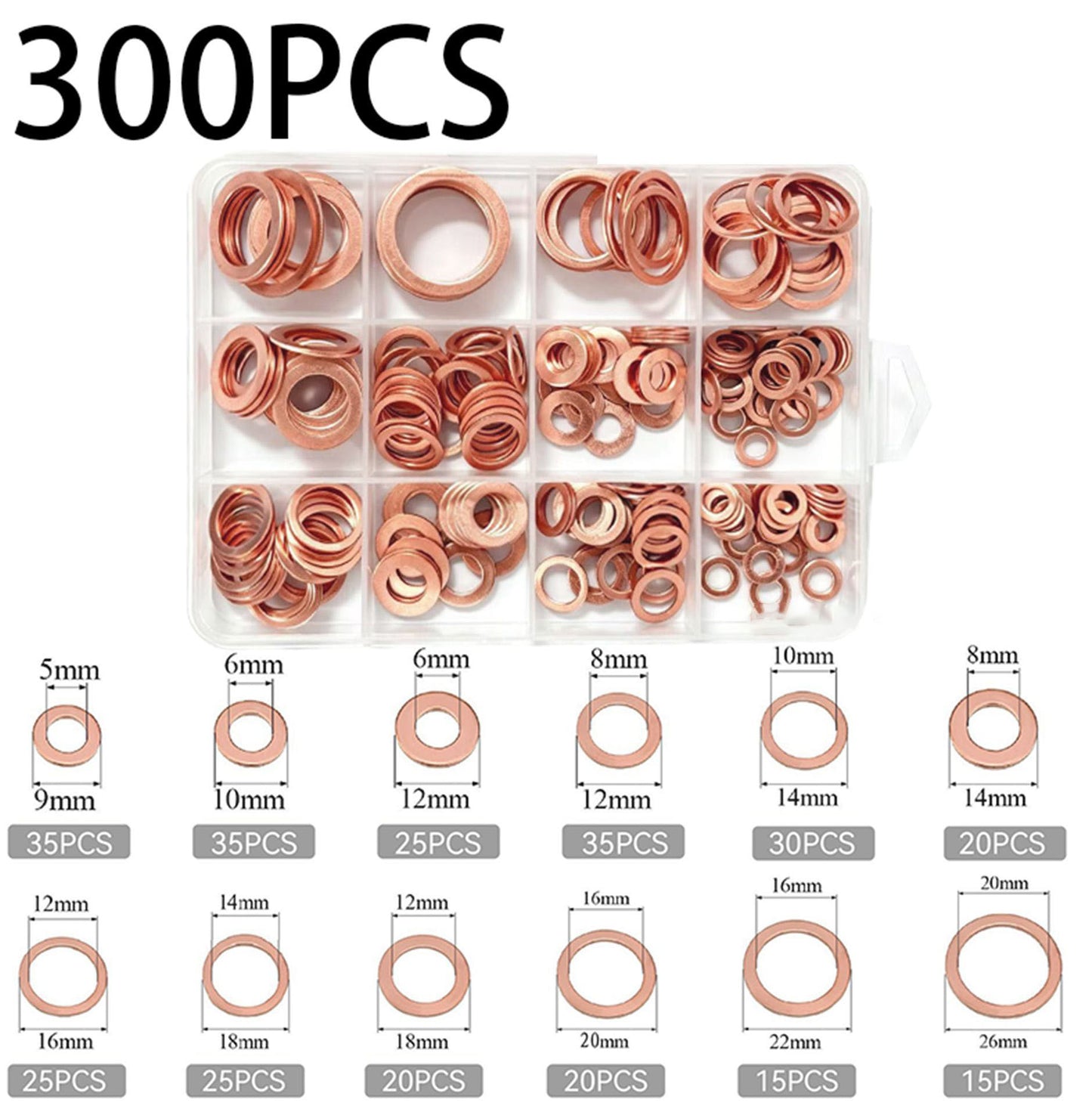 📀Copper Flat Washer Assortment Kit