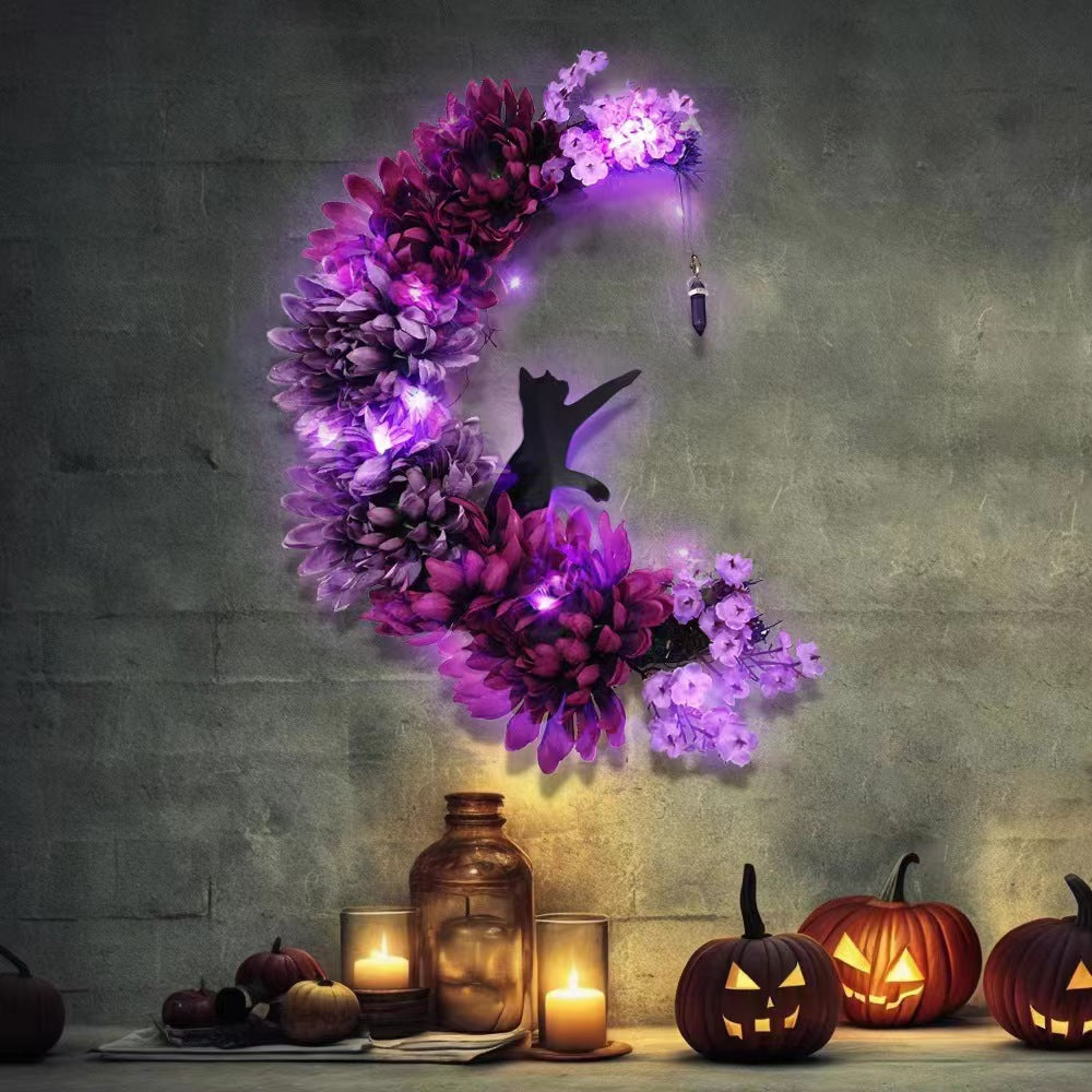 🐈⬛🌙Handmade Halloween Cat Wreath