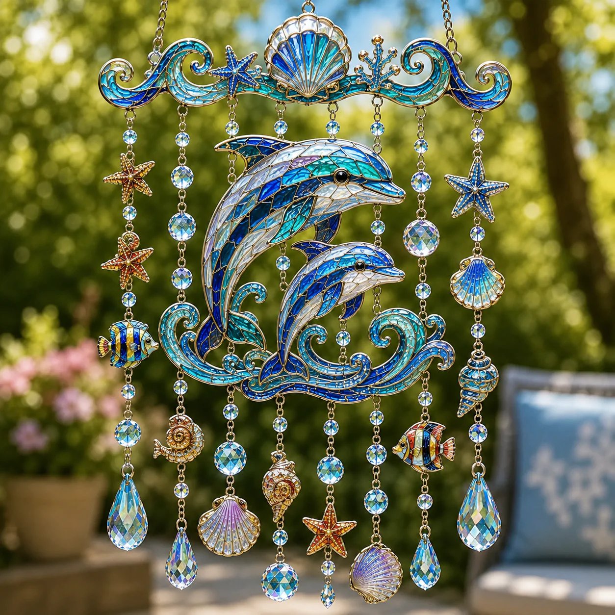 🐋Ocean-Inspired Acrylic Crystal Wind Chime– Bring the Ocean Glow to Your Garden