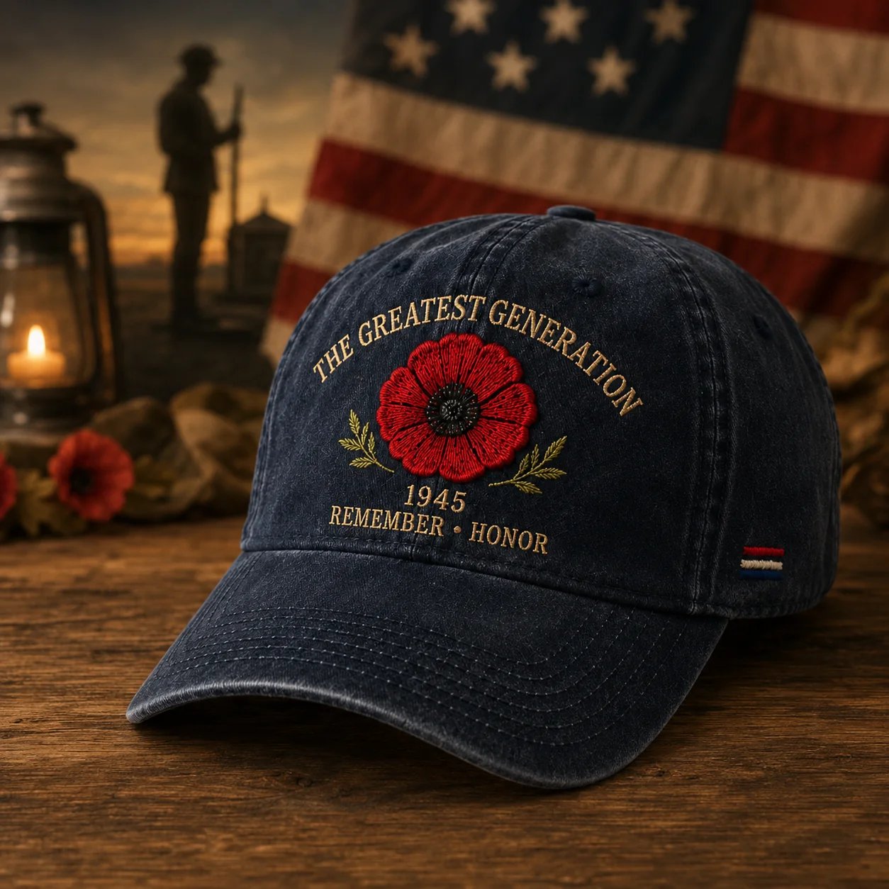 The Greatest Generation 1945 Memorial Poppy Cap – Remember & Honour