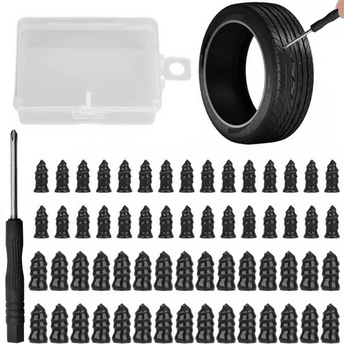 🔩60PCS Tire Repair Rubber Nails Kit, 2 Sizes Instant Flat Tire Fix 🚗 No Jack Needed