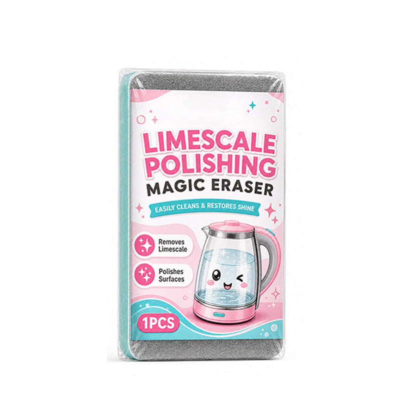 Limescale Polishing Magic Eraser Sponge‑ Chemical‑Free Descaling Scrub Pad, Scratch‑Free High‑Density Cleaning Sponge for Kettles, Sinks & Hard‑Water Stains