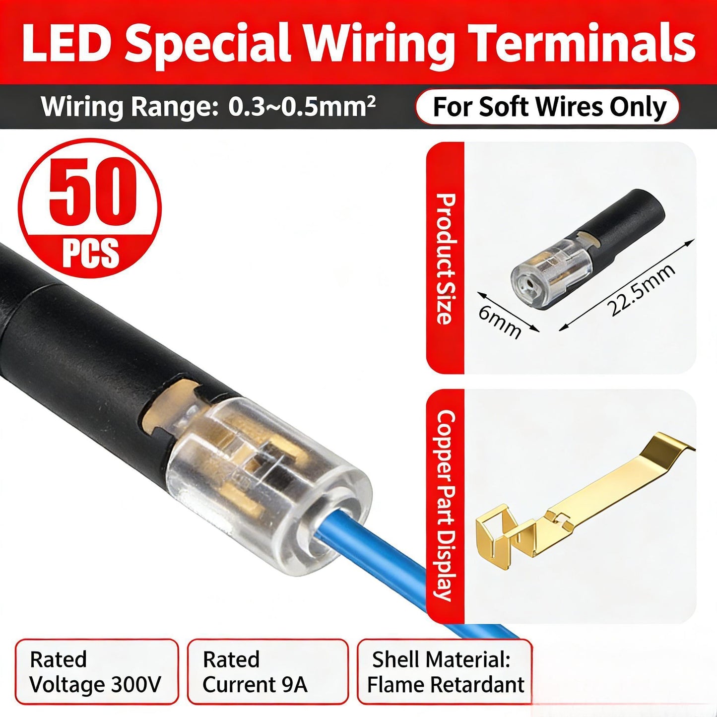 Double-Wire Plug-in Connector Led Light Strip Connectors 1/2/3Pin