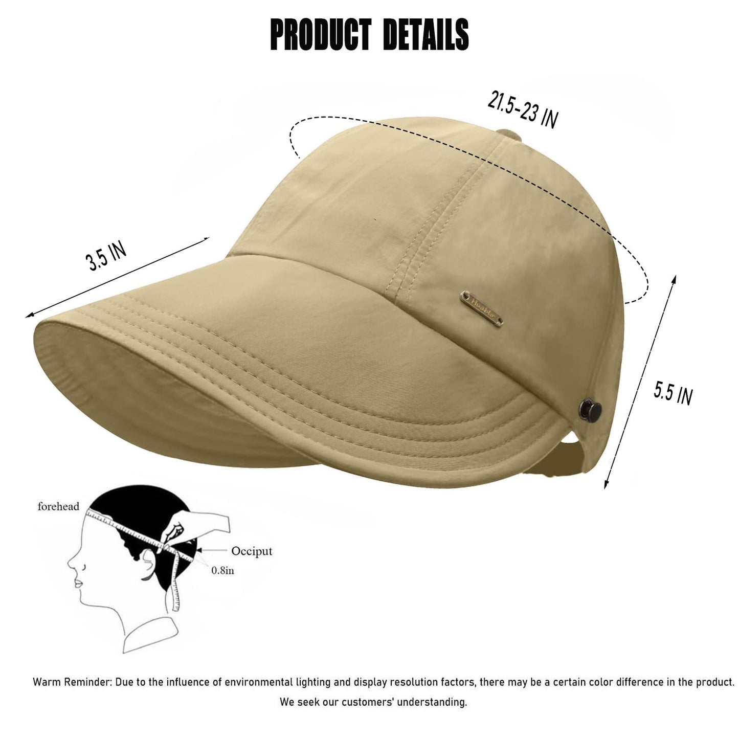 Women's Wide Brim Sun Visor Hat – UPF 50+ Foldable UV Protection Cap