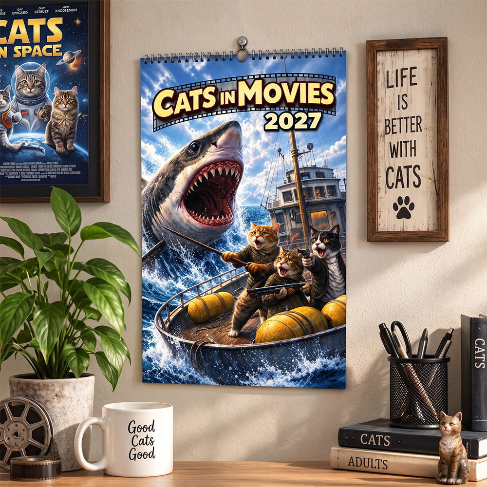 🎬🐱Cats in Movies 2027 Calendar – Funny Movie-Inspired Cat Wall Calendar