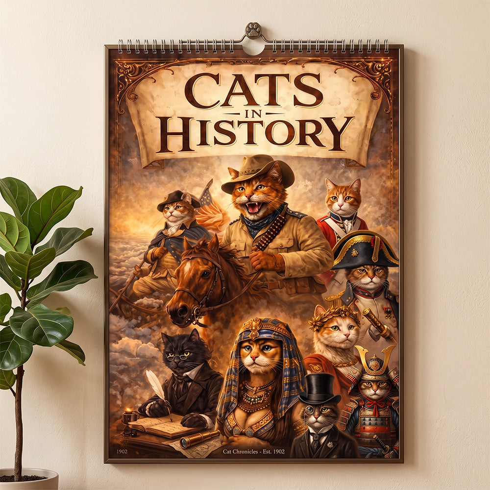 🐱📜Cats in History 2027 Wall Calendar – Funny Historical Cat Art Calendar