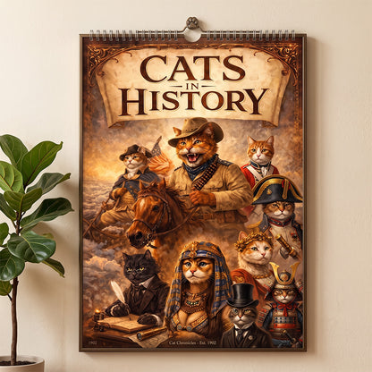 🐱📜Cats in History 2027 Wall Calendar – Funny Historical Cat Art Calendar