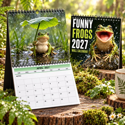 Funny Frogs 2027 Wall Calendar – Cute Humorous Frog Calendar, Quirky Amphibian Gift, Nature & Wildlife Decor