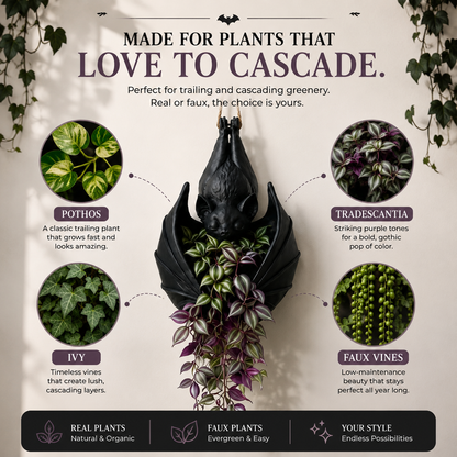 🦇 HOT SALE | Gothic Bat Hanging Planter – Unique Indoor & Outdoor Plant Decor