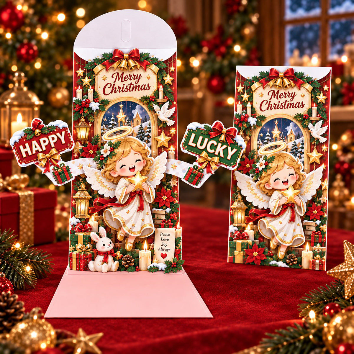 🎄Handmade 3D Christmas Money Card – Pop-Up Holiday Card with Cash Envelope & Message Space 💌✍💵