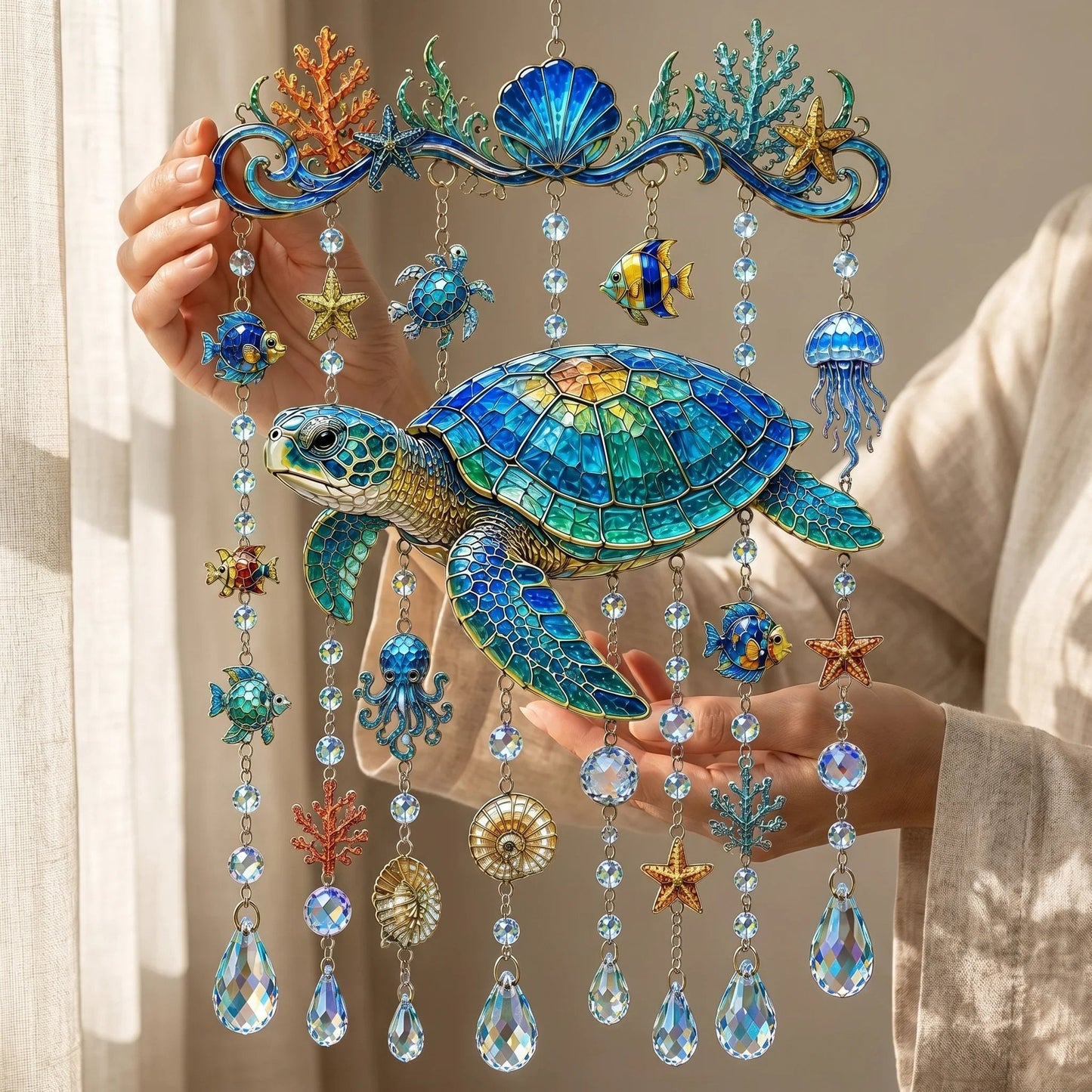 🐋Ocean-Inspired Acrylic Crystal Wind Chime– Bring the Ocean Glow to Your Garden