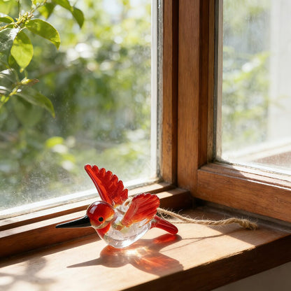 🕊️ Hand Blown Glass Hummingbird Ornament – Colorful Glass Bird Suncatcher