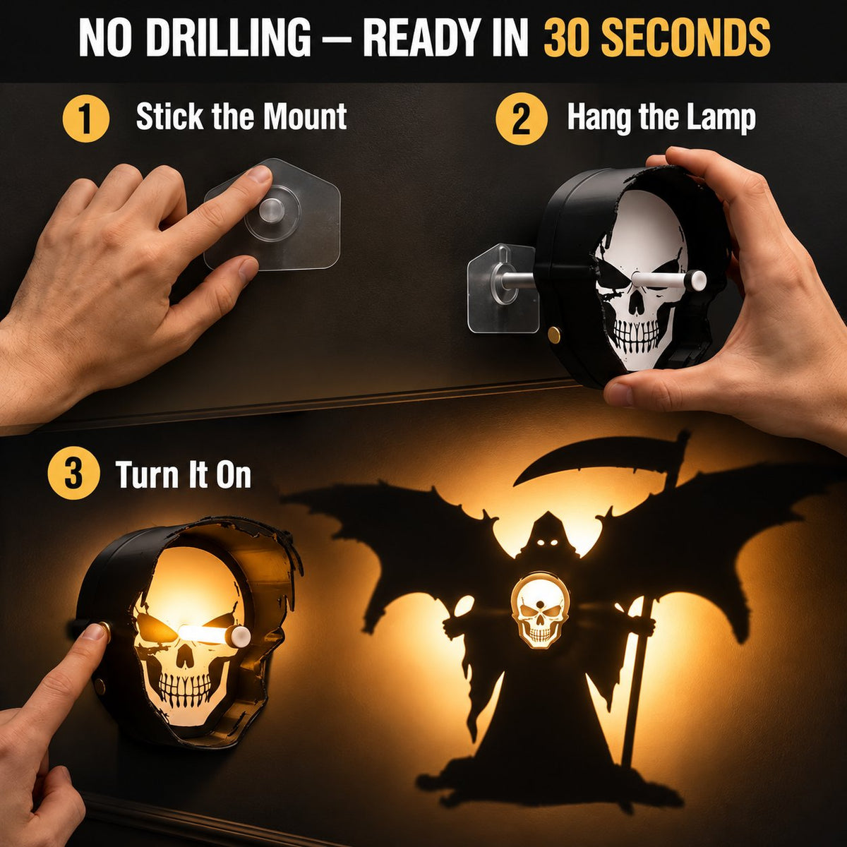 💀 Grim Reaper Shadow Projection Wall Light