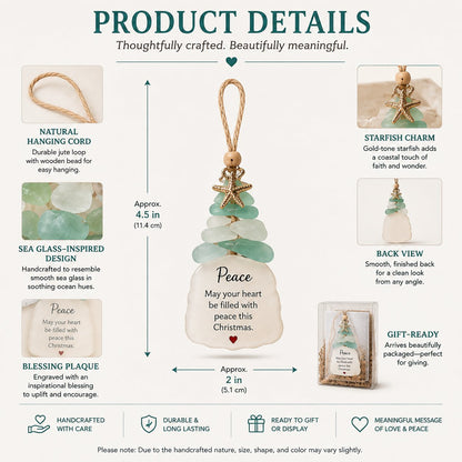 🌊Ocean Blessings™ Sea Glass Christmas Ornaments – Peace, Love, Joy, Faith, Family, Friends & Hope
