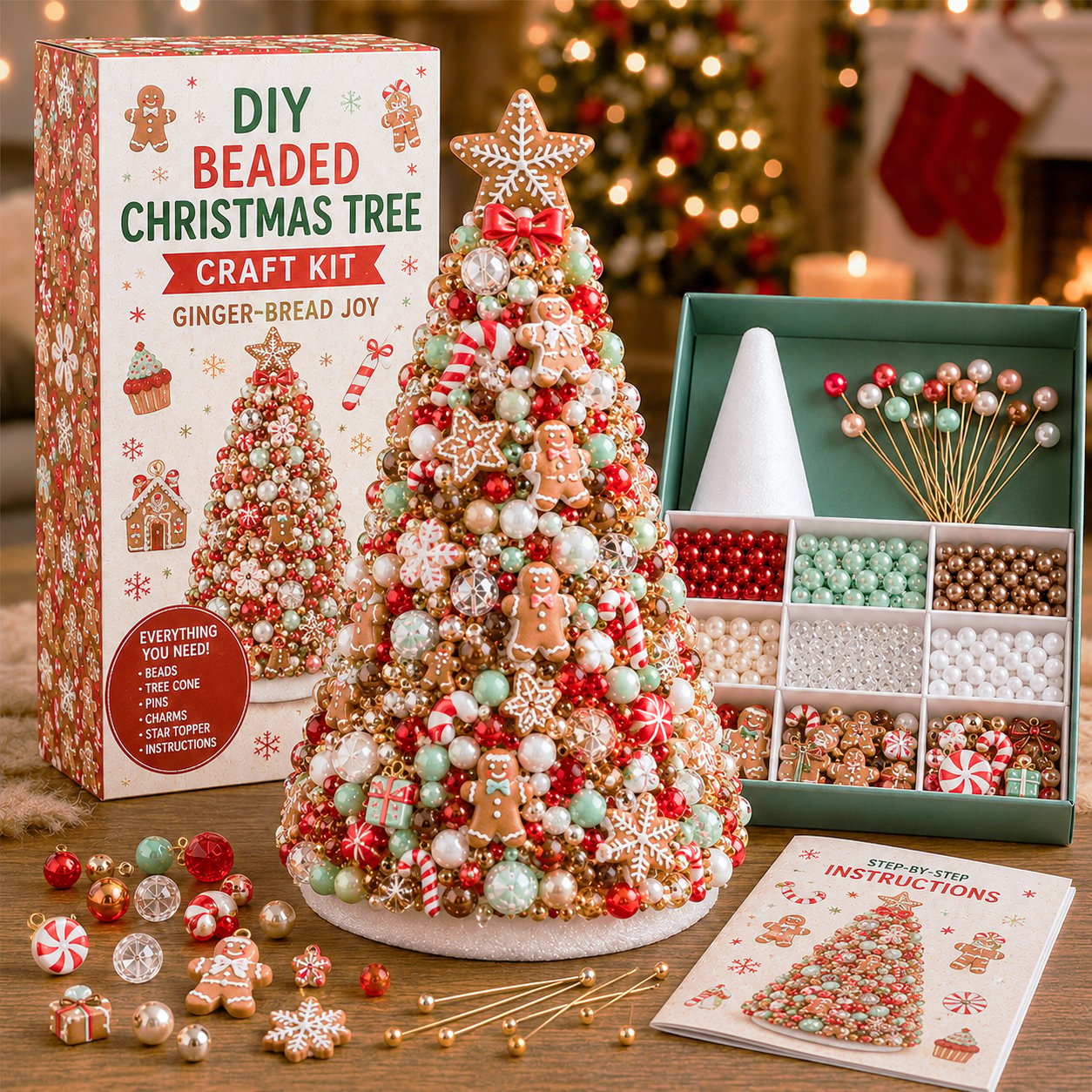 🎄✨ DIY Beaded Christmas Tree Craft Kit