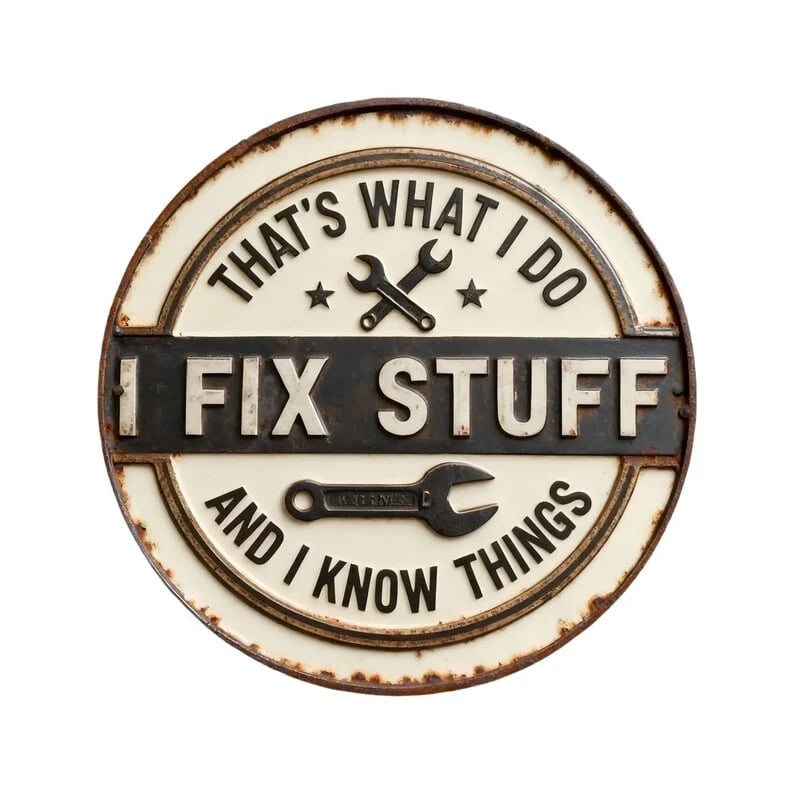 🔧💪"That’s What I Do - I Fix Stuff" 3D Metal Garage Sign