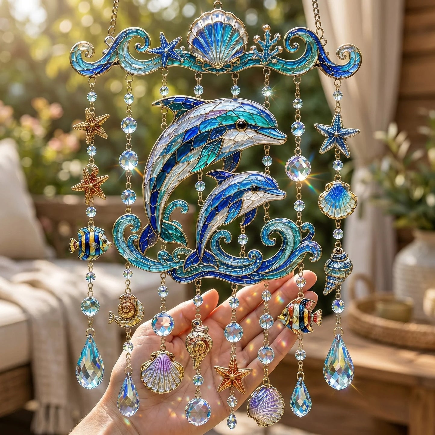 🐋Ocean-Inspired Acrylic Crystal Wind Chime– Bring the Ocean Glow to Your Garden