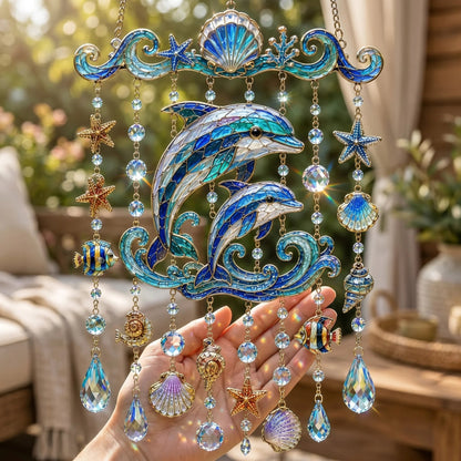 🐋Ocean-Inspired Acrylic Crystal Wind Chime– Bring the Ocean Glow to Your Garden