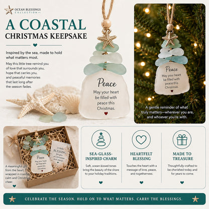 🌊Ocean Blessings™ Sea Glass Christmas Ornaments – Peace, Love, Joy, Faith, Family, Friends & Hope