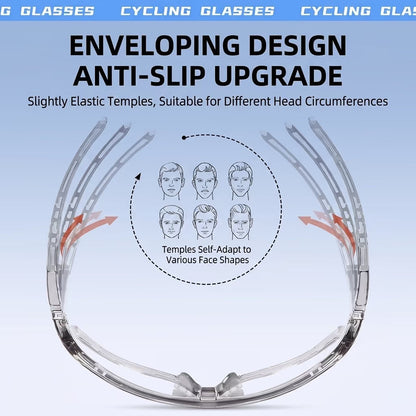 Unisex Photochromic Cycling Sunglasses - Windproof for Road Bike, Day and Night Outdoor Sports Use