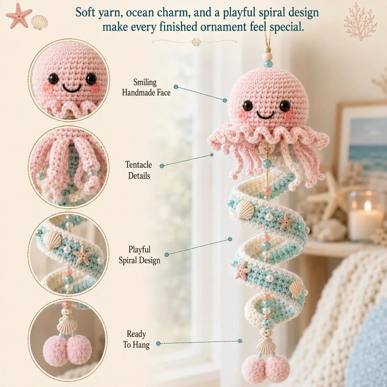 🌊 Marine Animal Themed Spiral Crochet Hanging Kit for Beginners | Complete Kit with All Tools & Step‑by‑Step Guide Included 💕