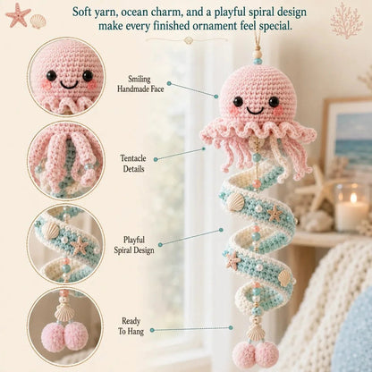 🌊 Marine Animal Themed Spiral Crochet Hanging Kit for Beginners | Complete Kit with All Tools & Step‑by‑Step Guide Included 💕