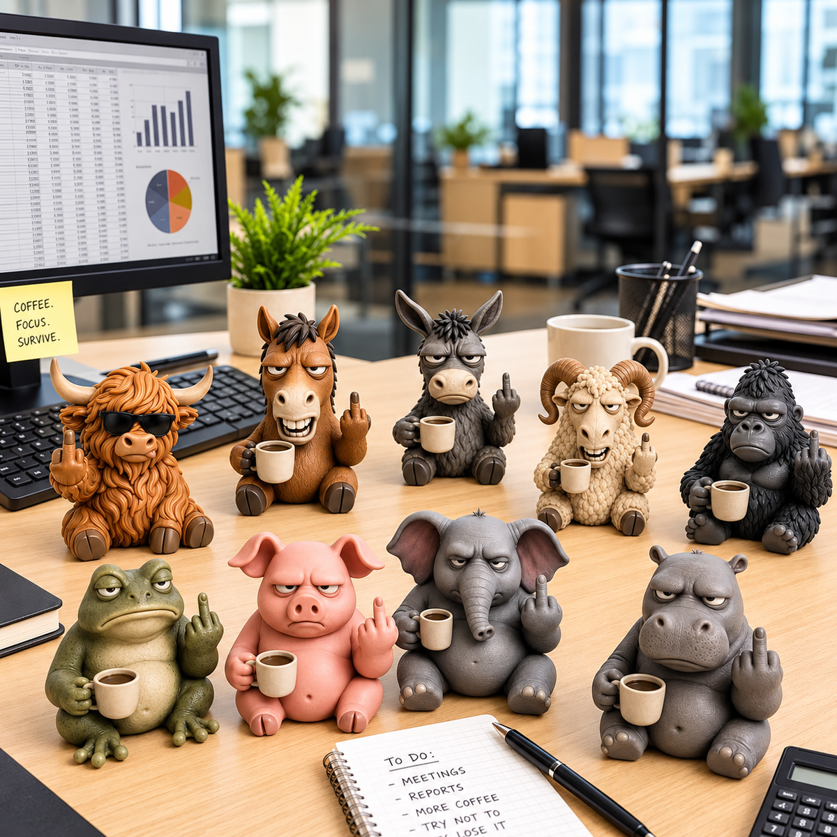 🖕 Grumpy Middle Finger Animal Figurines – Funny Desk Decor & Gifts
