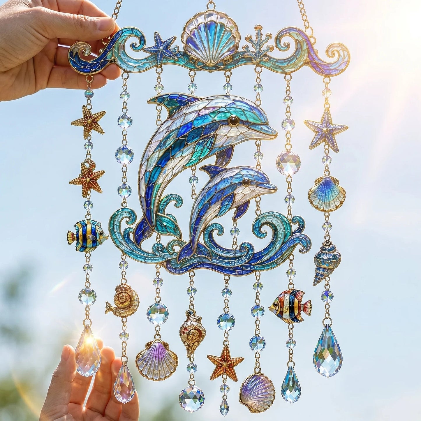 🐋Ocean-Inspired Acrylic Crystal Wind Chime– Bring the Ocean Glow to Your Garden