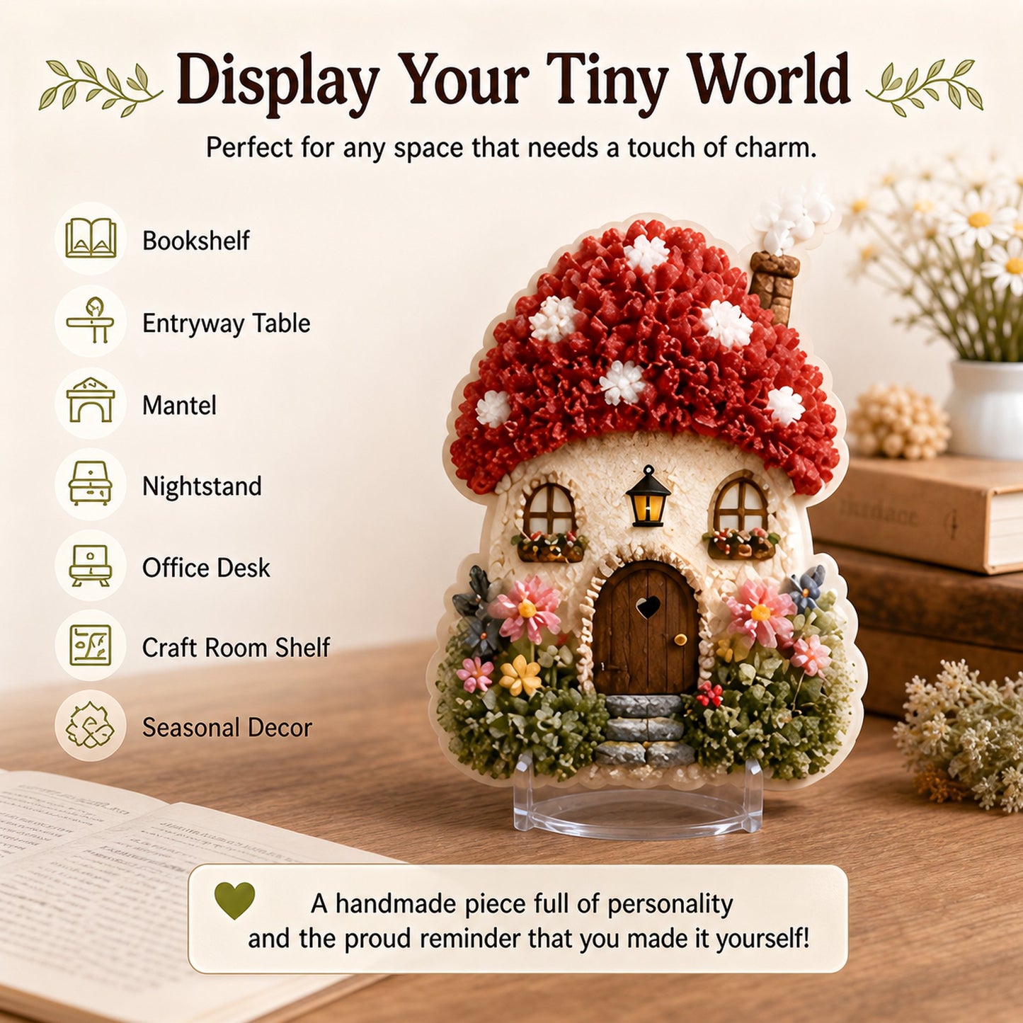 🔥🏡 Whimsical Village 3D Fabric Poke Art Kit, No-Sew Beginner DIY Craft, Screen-Free Relaxing Handmade Desktop Decoration & Family Bonding Activity Gift