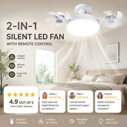 🌀New E27 Socket Ceiling Fan Light – 2‐in‐1 Silent LED Fan with Remote Control, Energy‐Saving Cooling & Lighting Combo for Home Bedroom