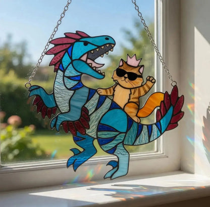 🐉🐱 Princess Donut & Mongo Stained Glass Suncatcher | Dungeon Crawler Carl Window Hanging ✨