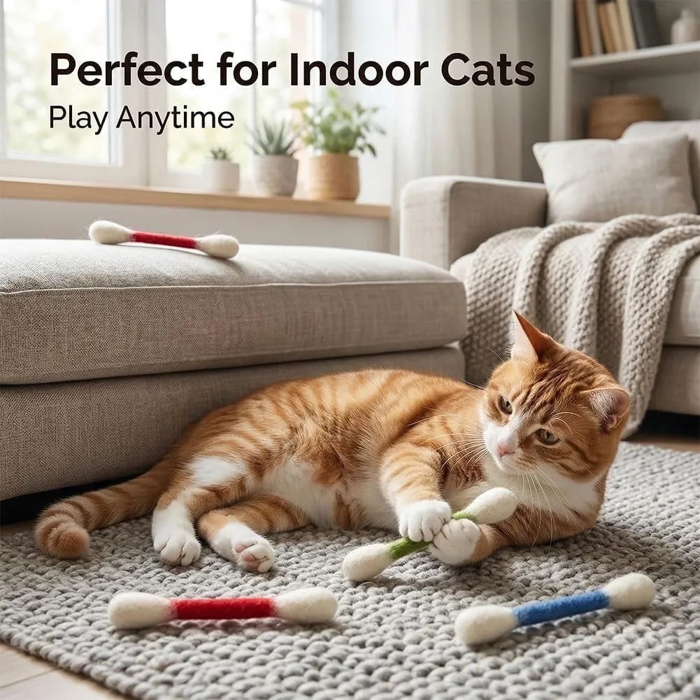 🐱6 Pcs Swabs Large Size Cat Toys with Catnip❤️For Happy, Healthy, and Active Indoor Cats