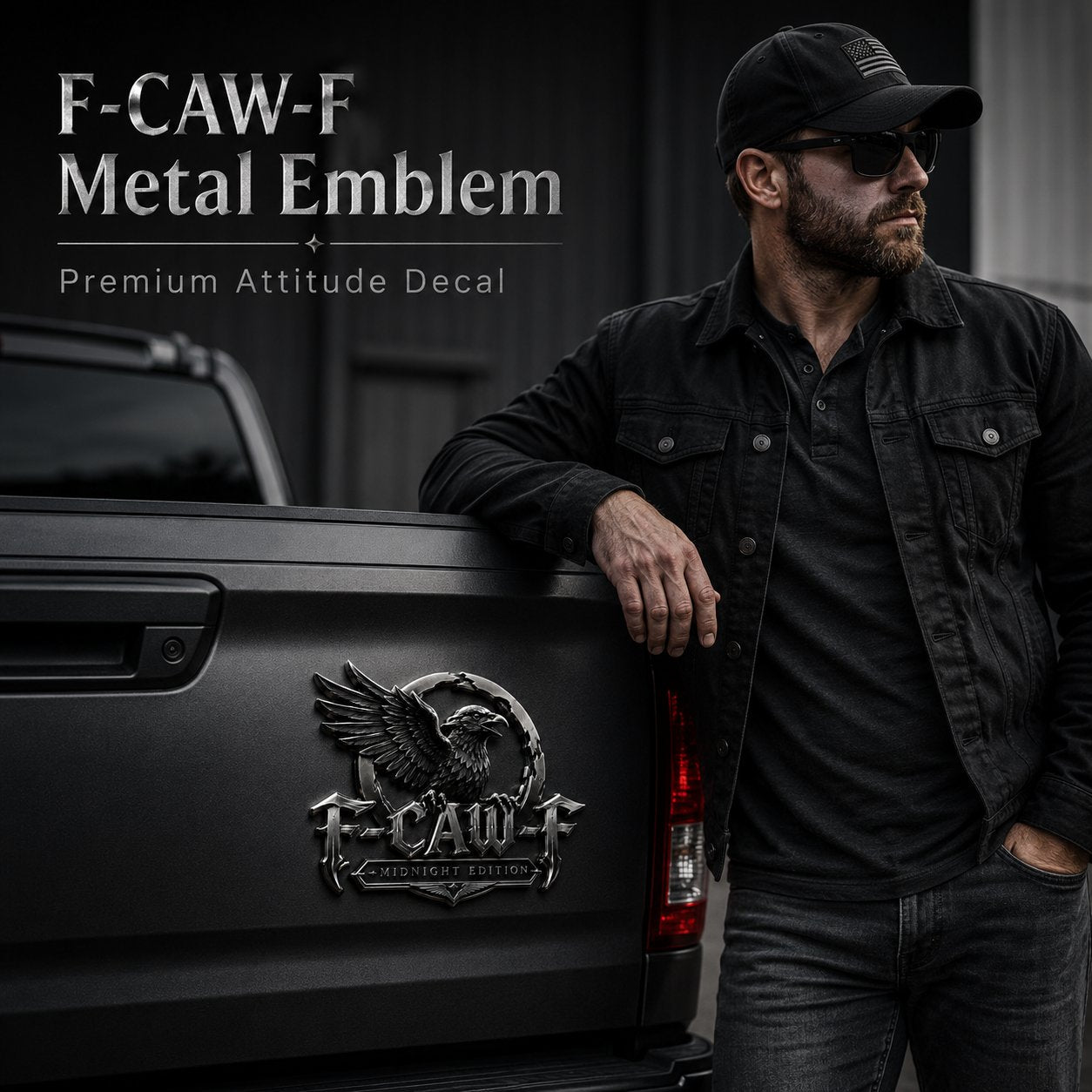 🦅 F-CAW-F Midnight Edition Metal Emblem - Premium Attitude Decal
