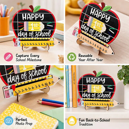📚Interchangeable Wooden Back-to-School Sign – First, 100th & Last Day Milestone Photo Prop for Pre-K, Kindergarten, Elementary & K-12 Kids, Cute Pink Bow Classroom Decor & Gift🎀🎁