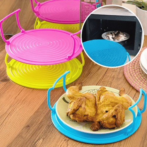 Foldable Microwave Tray Rack – Double Layer, Cool-Touch Handles, BPA-Free & Space-Saving