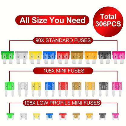 🔥306PCS & Car Blade Fuse Assortment Set