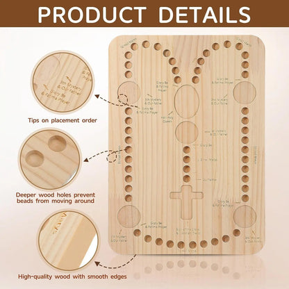 TYII™ Wooden Rosary Bead Board – Prayer Beading Tray for Rosary, Bracelet & Necklace Making
