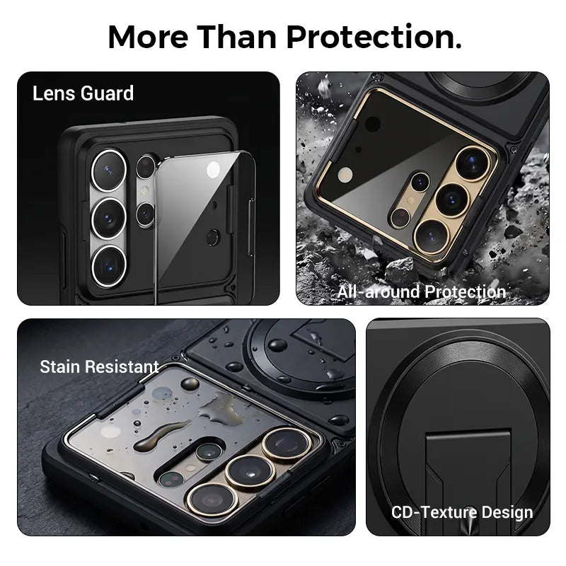 TYIIPLUS™ Magnetic Kickstand Phone Case for Samsung Galaxy S Series – Shockproof Slim Case with Camera Lens Protection & Hidden Stand