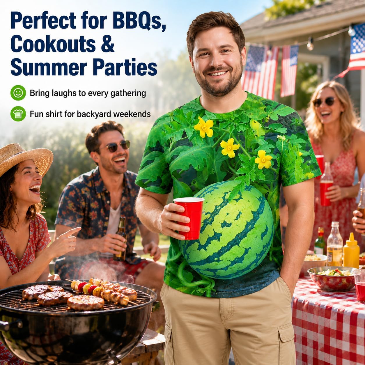 Funny 3D Watermelon Belly T-Shirt
