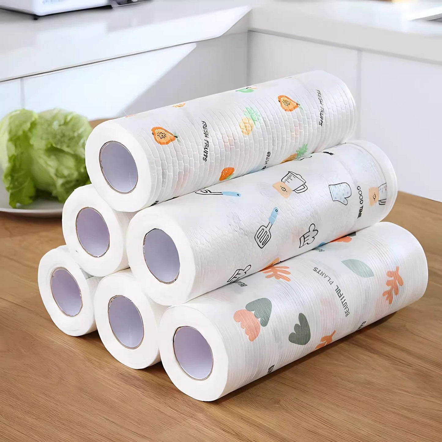 TYIIPLUS™ 50-Piece Reusable Paper Towel Roll – Washable Tear-Off Kitchen Cleaning Cloths