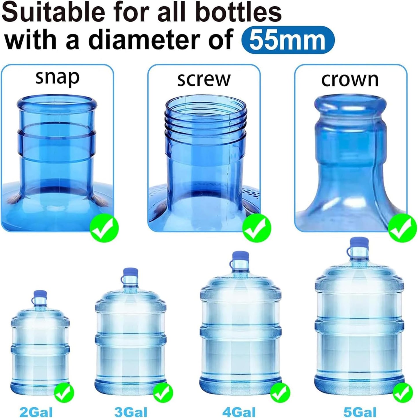 Silicone Water Jug Seal Cap – Leak-Proof Replacement Lid for 3 & 5 Gallon Water Dispensers, Universal 55mm Bottle Cap