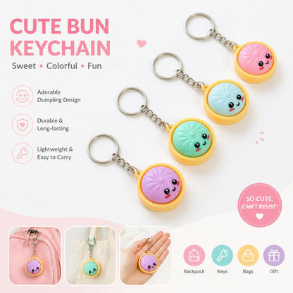 Kawaii Dumpling Keychain – Cute Mini Bun Pendant for Bags & Keys